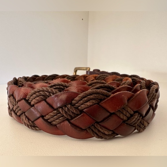 Men’s Trafalgar size 40 brown woven genuine leather belt - Picture 6 of 7